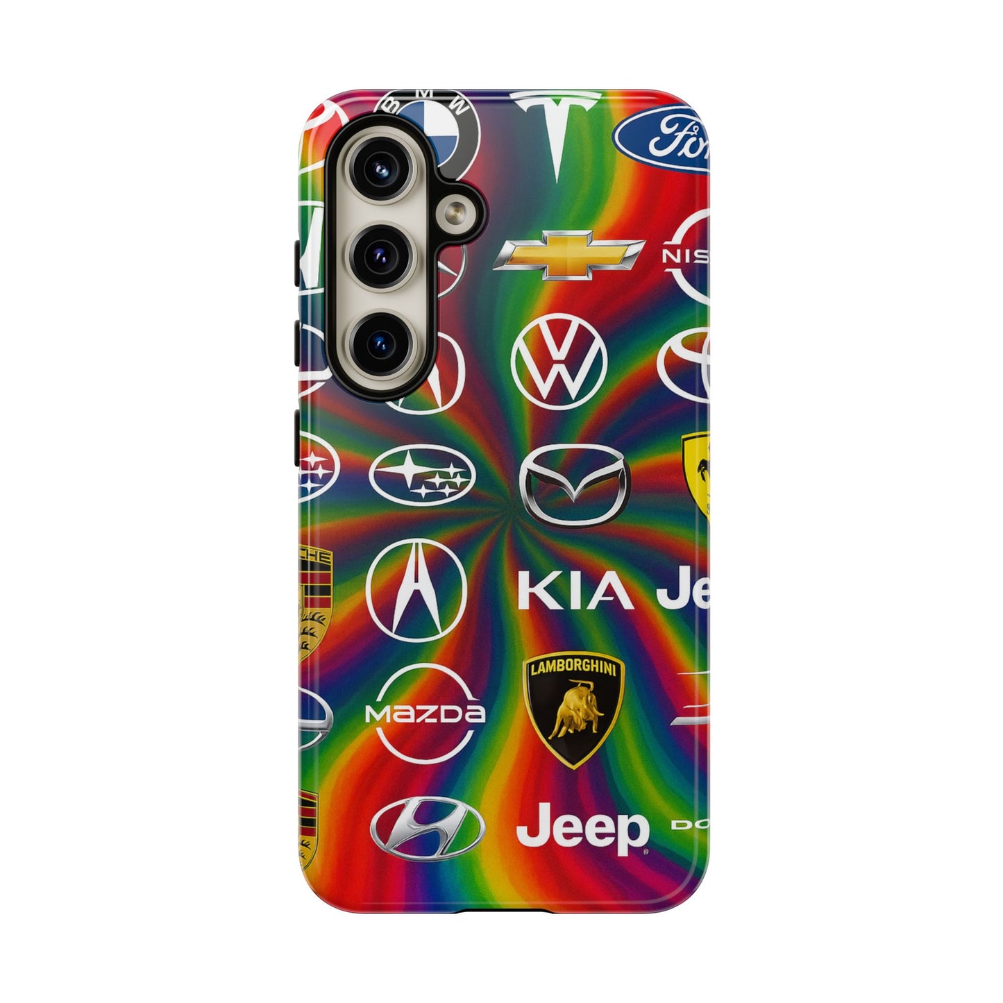 Colorful Car Logos Phone Case - Vibrant Tough Cases for Auto Enthusiasts, Unique Gift for Birthdays, Car Events, and Holidays