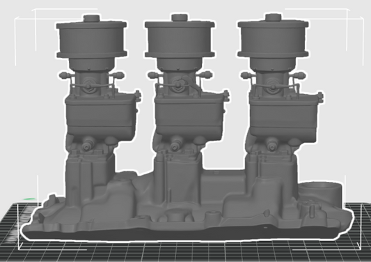PRINTED IN GRAY ONLY, INTAKE MANIFOLD WITH ROUND AIR CLEANERS for pedal cars