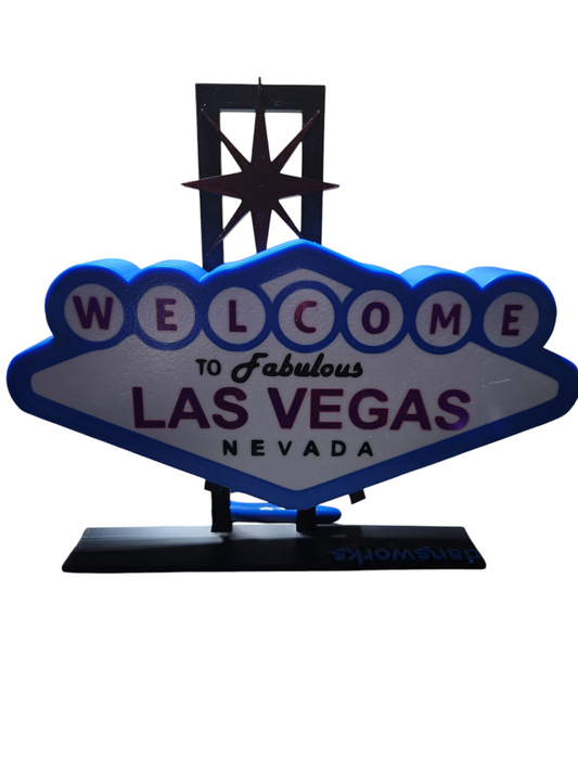 Lighted las vegas sign with sign holder