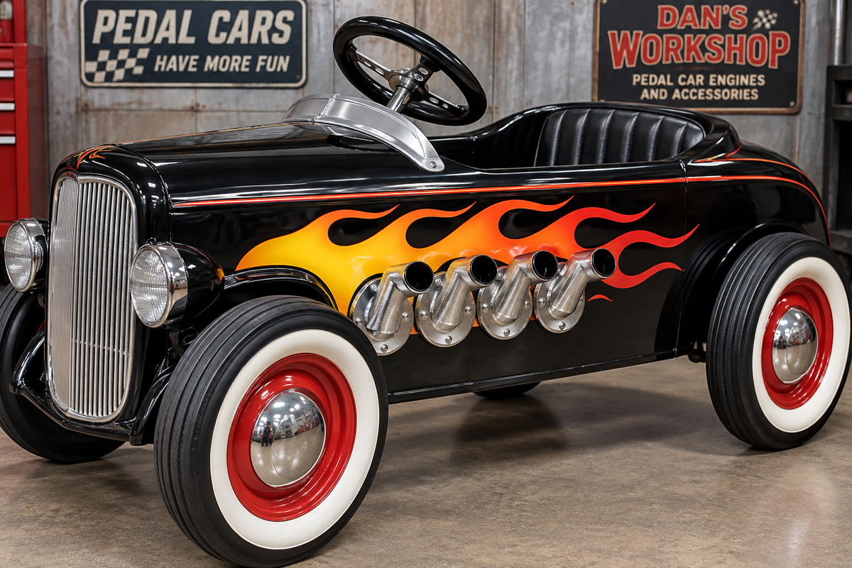 Pedal car short exhaust pipes